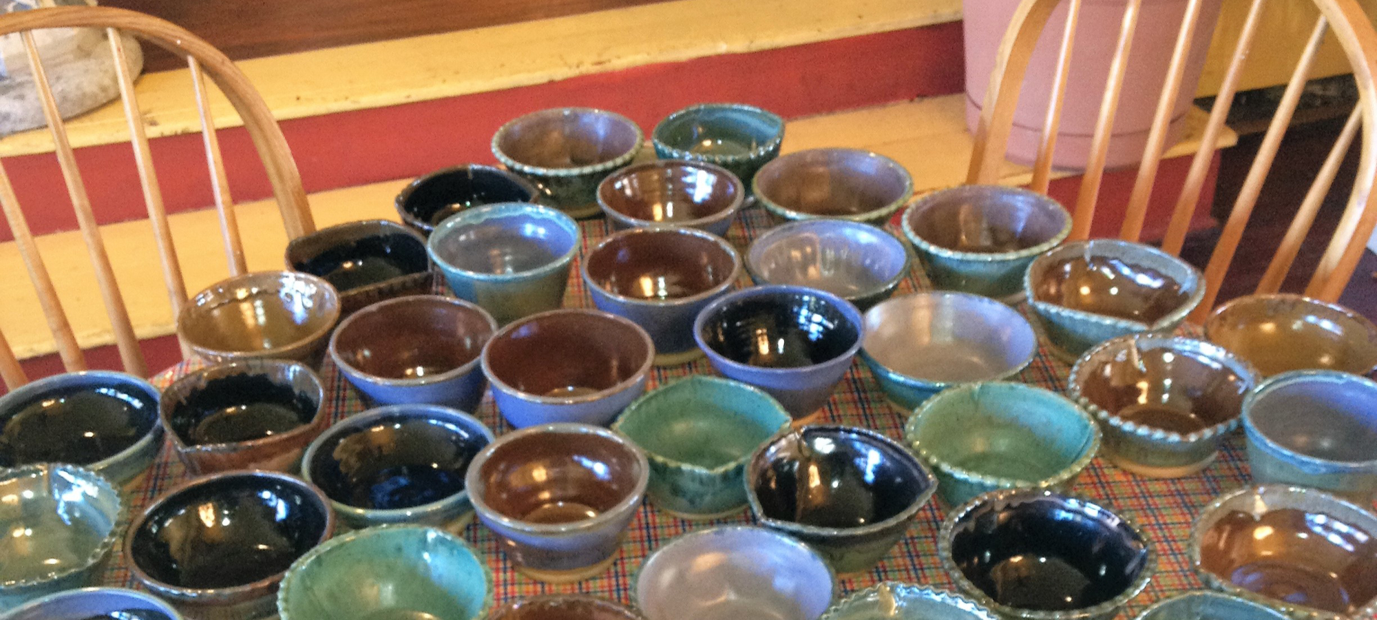 Bowls that take up entire table made at Artcroft